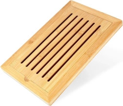 Tabla de cortar de bambú para pan con recogemigas 38 × 24 cm