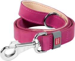 Correa de cuero para perros WAUDOG, 25 mm, 122 cm, rosa