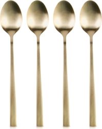 Cucharillas de cóctel doradas de acero inoxidable, set de 4 uds.