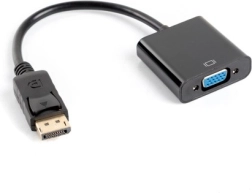 Adaptador DisplayPort a VGA 15 pines, macho a hembra, 10 cm, negro