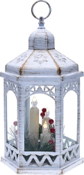 Solight farol navideño LED blanco de 33 cm con 3 velas LED