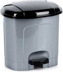 Papelera de plástico con pedal 3 l, gris