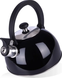Tetera negra de acero inoxidable con silbato 1,5 l ORION