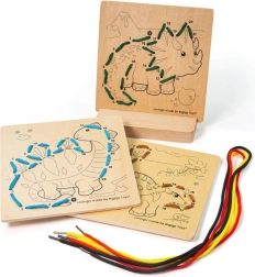 Tablillas de madera para ensartar Dinosaurios por números