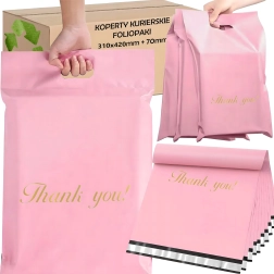 Bolsas de polietileno rosas para envío con asa troquelada 310 × 420 + 70 mm, 50 uds.