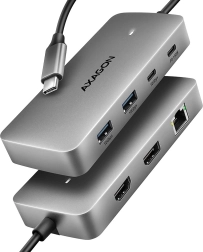 Axagon hmc-cub83x2 hub usb-c 7 en 1, 10 gbps, hdmi 4k/144 hz, dp 8k/30 hz, glan, pd 100 w