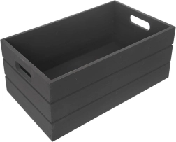 Caja de almacenamiento de madera 31 × 21 × 13 cm, negra