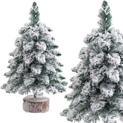 Arbolito de Navidad decorativo nevado sobre tronco 60 × 16 cm
