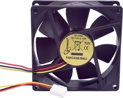 Ventilador 80x80x25 mm de 3 pines con rodamientos de bolas