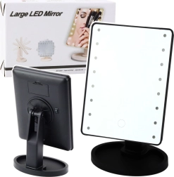 Espejo cosmético LED con base y ajuste, negro