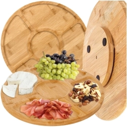 Tabla giratoria de servir de bambú RUHHY con 5 compartimentos, 33 cm