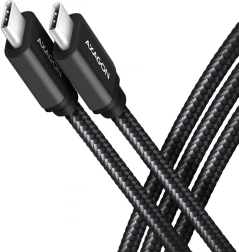 Cable USB‑C – USB‑C 3.2 Gen 1, 1 m, PD 60 W (3 A), aluminio, trenzado, negro – AXAGON