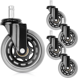 Ruedas de caucho para silla de oficina 75 mm, eje 11 mm, 5 uds