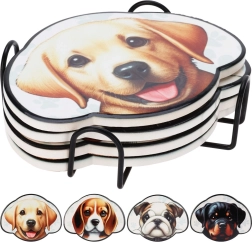 Set de posavasos con soporte – perros, 4 uds.