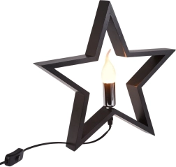 Lámpara de mesa de madera estrella negra 34,5 cm