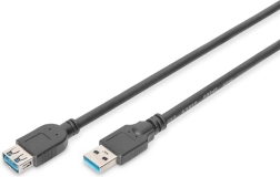 Cable alargador USB 3.1 Gen 1 SuperSpeed 5 Gbps USB-A macho a USB-A hembra, negro, 1,8 m