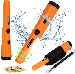 Pinpointer manual impermeable para metales con linterna LED y funda