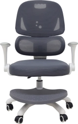 Silla infantil ergonómica giratoria para escritorio con reposapiés, gris