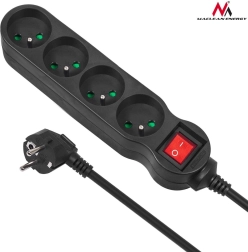 Regleta alargadora con protección contra sobretensiones 4 tomas 1,4 m negra MACLEAN ENERGY MCE180 2300 W