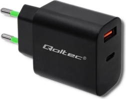 Cargador de red 18W USB tipo C PD y USB QC 3.0 negro