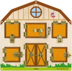 Juego de cerraduras de madera para niños: abrir ventanitas con animales