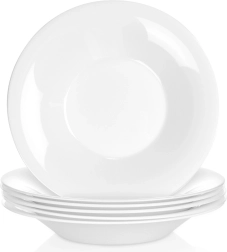 Platos hondos de vidrio opal de 21,5 cm, 400 ml, 6 unidades