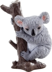 Figura de plástico de un koala en un árbol