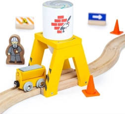 Bigjigs Rail silo de cemento – complemento de madera para vías de tren