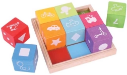 Bigjigs cubos de madera con imágenes ABC con bandeja