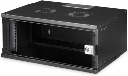 Armario de red mural 19" 4U SOHO PRO, 240 × 540 × 400 mm, puerta de vidrio, capacidad de carga 60 kg, negro