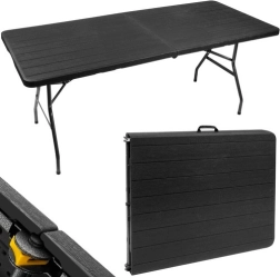 Mesa de jardín plegable tipo maletín 180 cm, negra