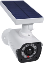 Falsa cámara de seguridad solar con LED intermitente y sensor PIR