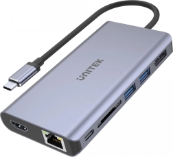 Hub USB-C multifunción 2x USB 3.1, HDMI 2.0, DP 1.4, RJ45, SD, Power Delivery