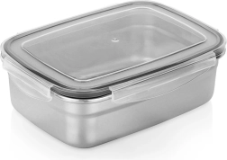 Caja de acero inoxidable para alimentos con tapa y junta de sellado de 1,25 l