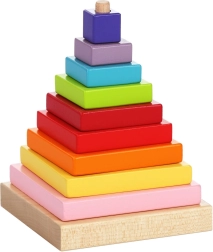 Pirámide de colores - rompecabezas de madera para niños