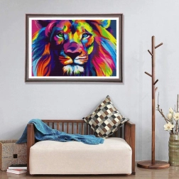 Mosaico de diamantes 5D león arcoíris – kit creativo para adultos y niños