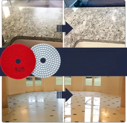 Juego de 10 discos de pulido diamantados de 80 mm para gres y baldosas, en seco y en húmedo, Velcro, grano 500