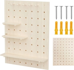 Organizador de pared de madera tipo pegboard MACLEAN 60 × 80 cm, madera clara