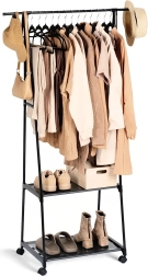 Perchero metálico de pie para ropa con ruedas 88 × 44 × 160 cm