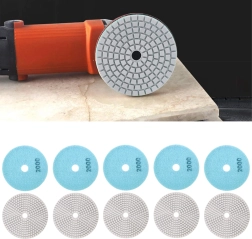 Juego de 10 discos de pulido diamantados de 80 mm, pulido en seco y en húmedo, Velcro, grano 2000