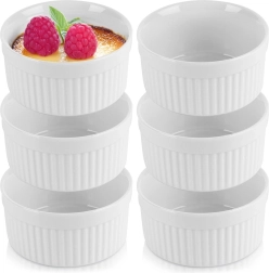 Cuencos para horno de cerámica blancos 260 ml, juego de 6 uds