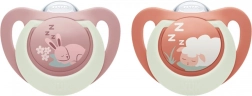 Chupete NUK First Choice Night 0–6 m, 2 uds, conejito/oveja