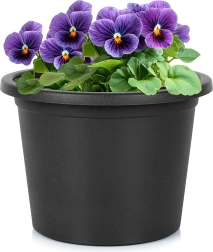 Maceta de plástico de jardín negra redonda 23 cm