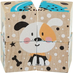 Animales felices: cubos de madera para encajar CUBIKA