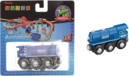 Locomotora de vapor de madera Maxim azul