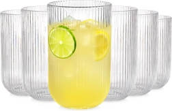 Juego de vasos 400 ml Vilde, 6 uds – vasos acanalados transparentes para bebidas