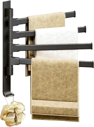 Toallero giratorio de 4 brazos — aluminio negro