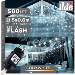 Vilde cortina de luces LED para exterior 500 LED, 11,5 m, blanco frío