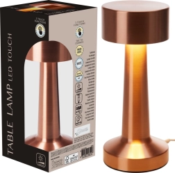 Lámpara de mesa LED color cobre de 21 cm con batería recargable y regulación de intensidad