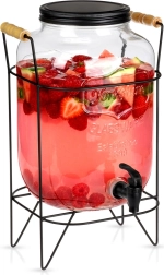 Dispensador de bebidas de vidrio con grifo y soporte 8 l